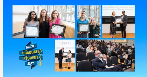 Graduate Student Day photos from the event and logo